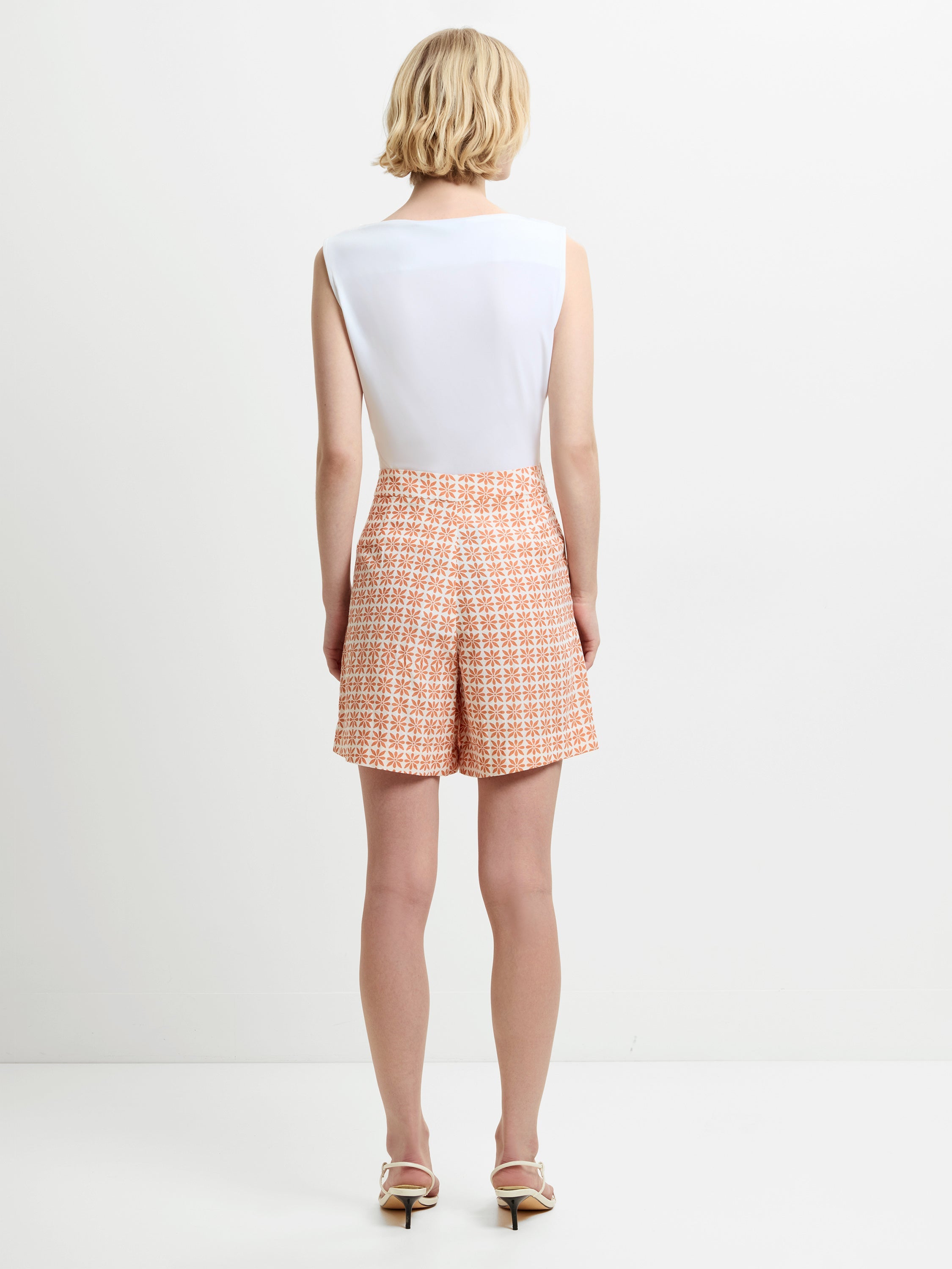 Mona Geo Floral Print Orange Shorts