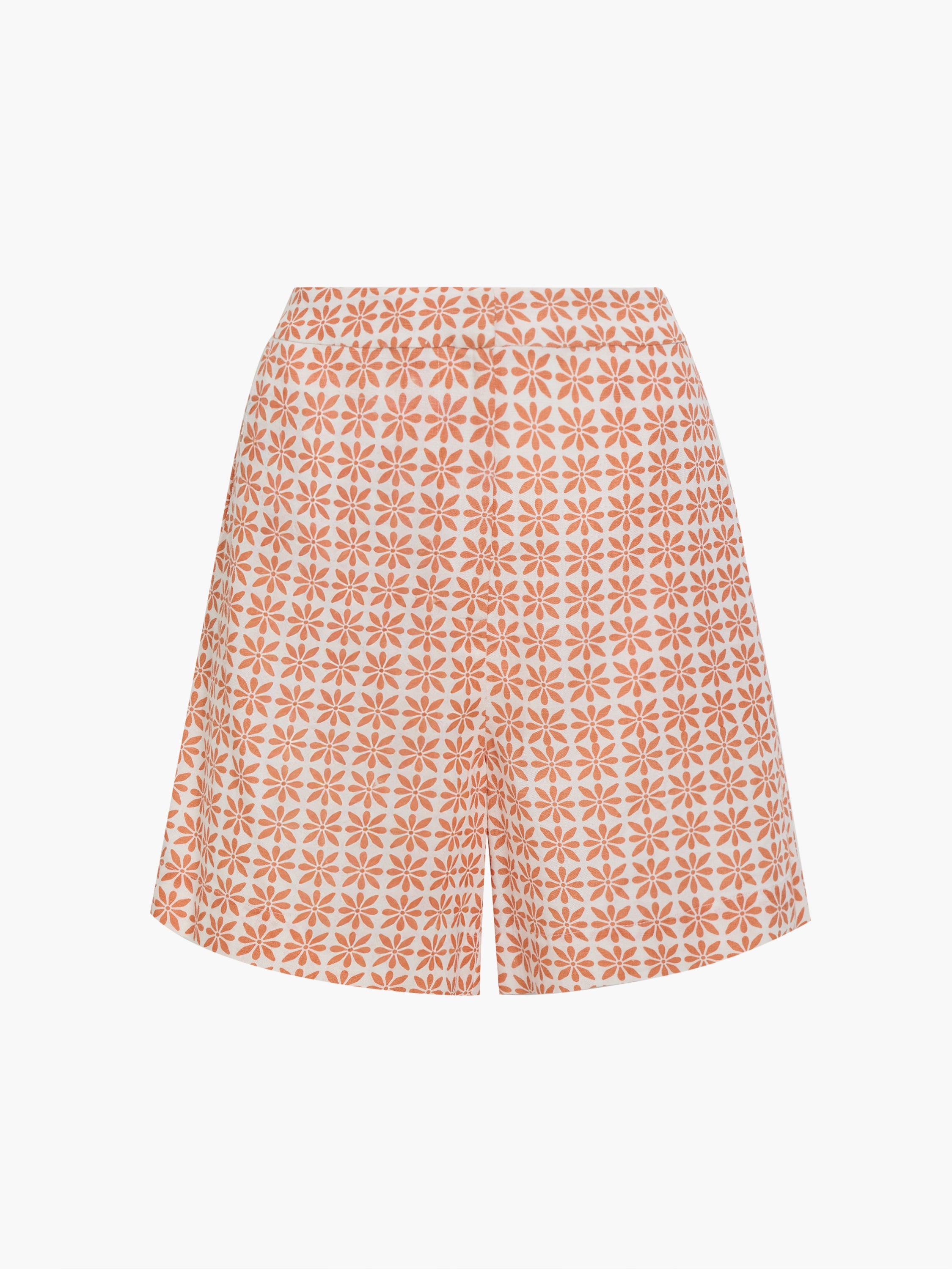 Mona Geo Floral Print Orange Shorts