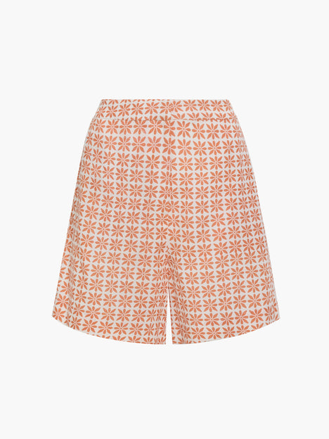 Mona Geo Floral Print Orange Shorts