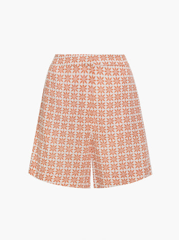 Mona Geo Floral Print Orange Shorts