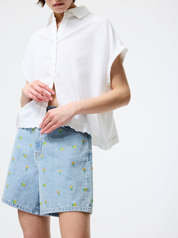 Dallas Daisy Embroidered Denim Shorts