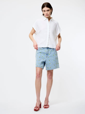 Dallas Daisy Embroidered Denim Shorts