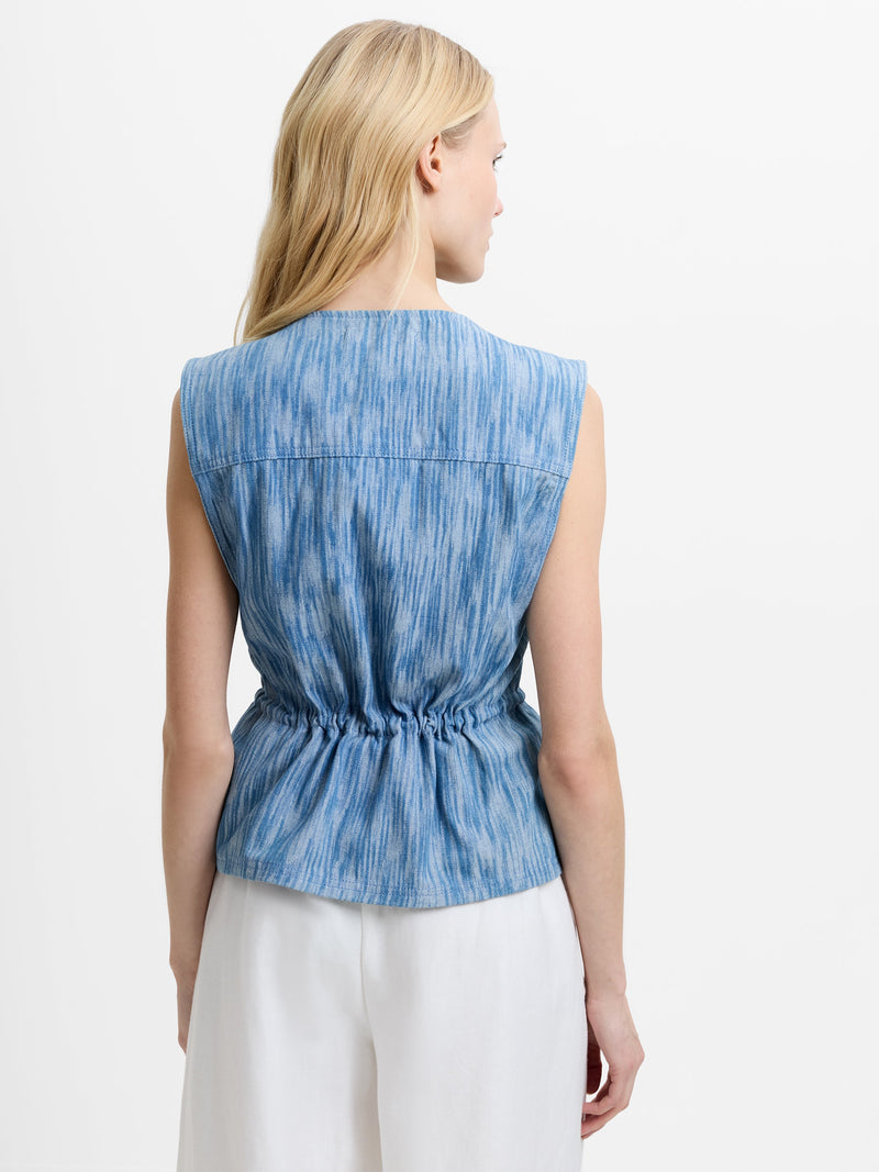 Bessie Textured Denim Cinched Waistcoat