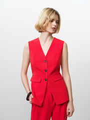 Carlie Longline Red Fitted Waistcoat