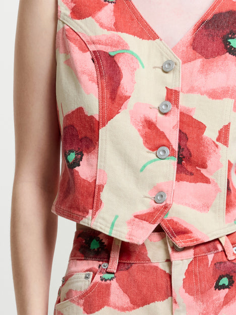 Poppy Dallas Printed Denim Waistcoat