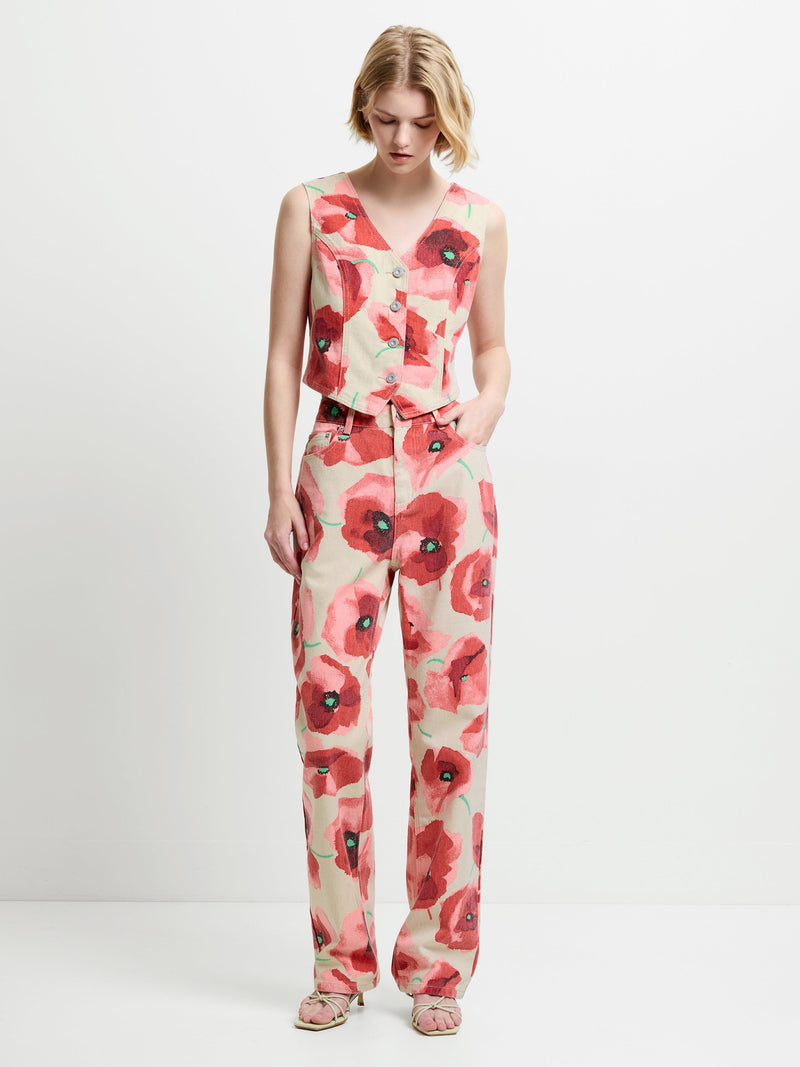Poppy Dallas Printed Denim Waistcoat