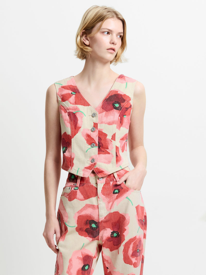 Poppy Dallas Printed Denim Waistcoat