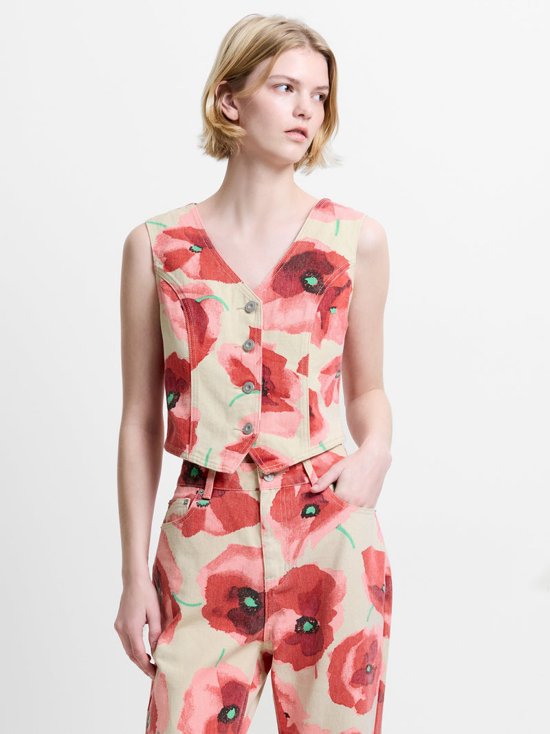 Poppy Dallas Printed Denim Waistcoat