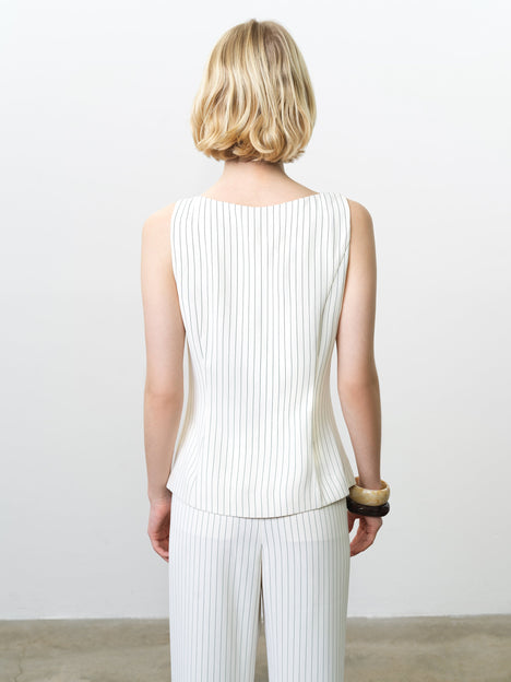 Vinnie Tailored Cream Pinstripe Waistcoat