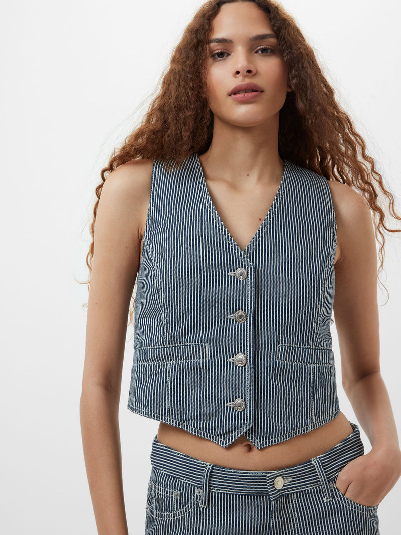 Everett Stripe Denim Waistcoat