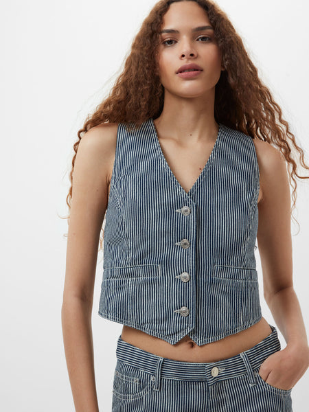 トップス ~50s French Black Chambray stripe Vest 7GYAG50_1656_grande.jpg?v=