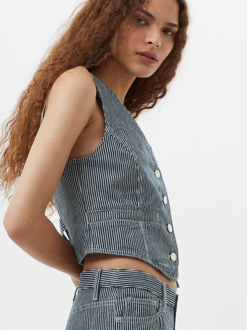 Everett Stripe Denim Waistcoat