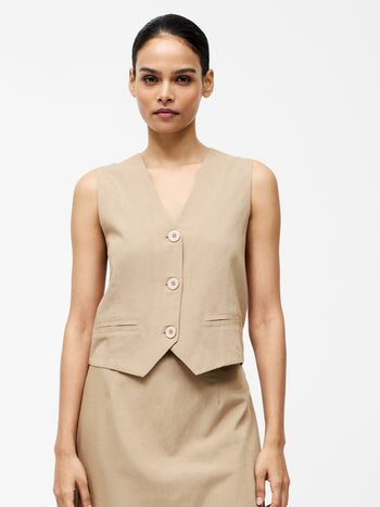 Linen Single Breasted Waistcoat