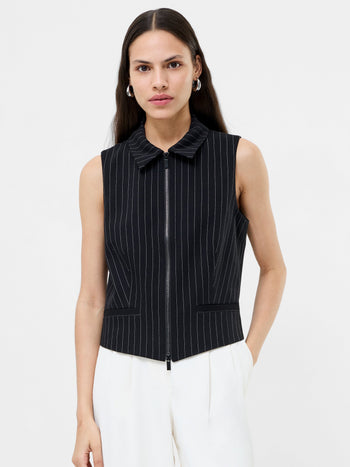 Morgan Tailored Pinstripe Zip Up Waistcoat