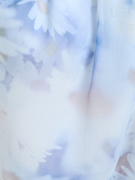 Daisy Chiffon Faux Button Blue Floral Playsuit