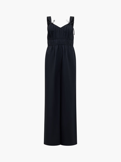 Era Poplin Bow Ruched Bust Black Jumpsuit
