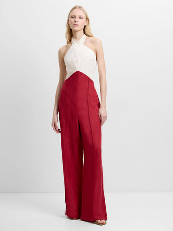 Birdie Linen Blend Halterneck Jumpsuit