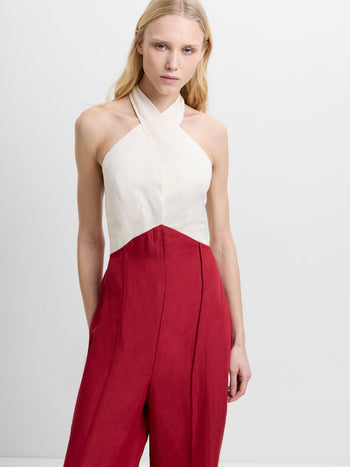 Birdie Linen Blend Halterneck Jumpsuit