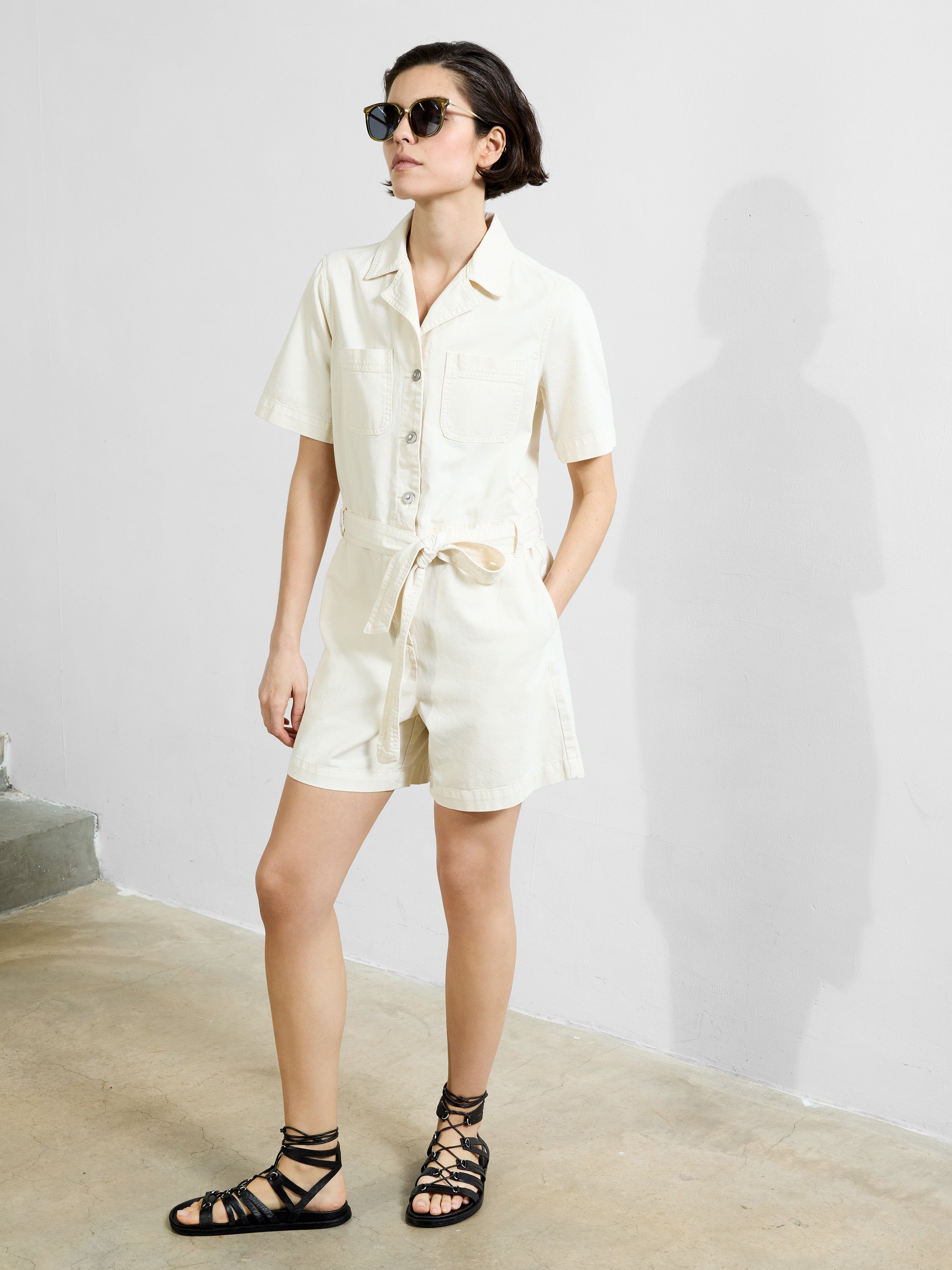 Dana Denim Short Sleeve Playsuit