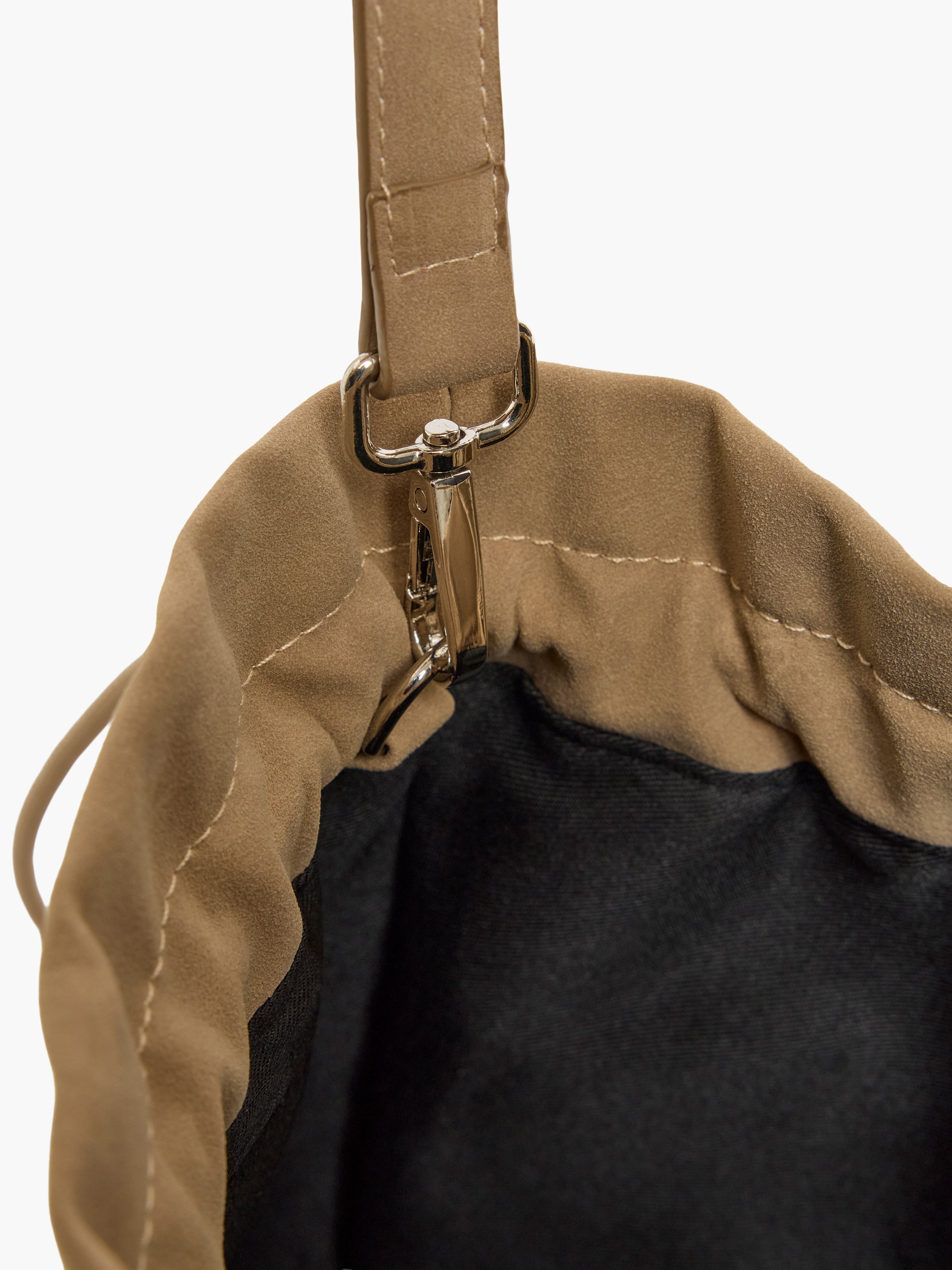 Faux Suede Studded Bucket Bag