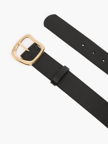 Asymmetric Buckle Leather Belt