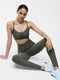 Khaki High-Waisted Crossover Gym Leggings