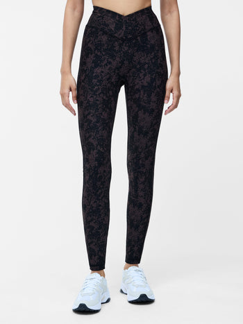 Printed High-Waisted Crossover Gym Leggings