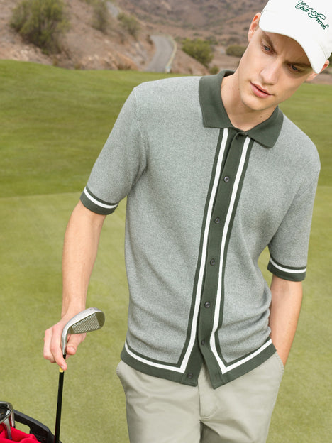 Short Sleeve Button-Through Polo Shirt