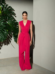 Tiana Self Tie V-Neck Pink Waistcoat
