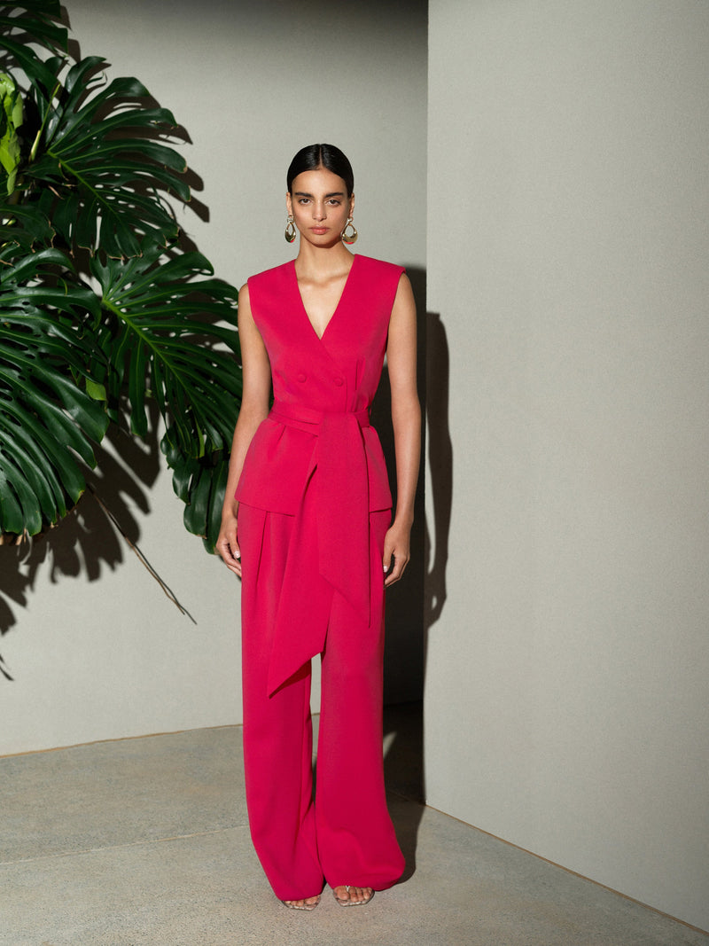 Tiana Self Tie V Neck Waistcoat