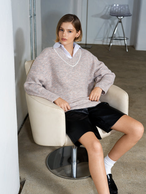 Kezia Recycled Vertical V Neck Jumper