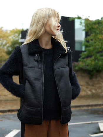 Camry Faux Suede Sleeveless Gilet