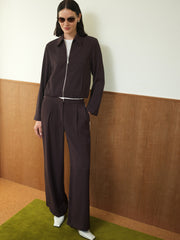 Vinnie Tailored Brown Zip Through Blouson Jacket