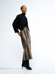 Brandy Snakeskin PU Midi Skirt