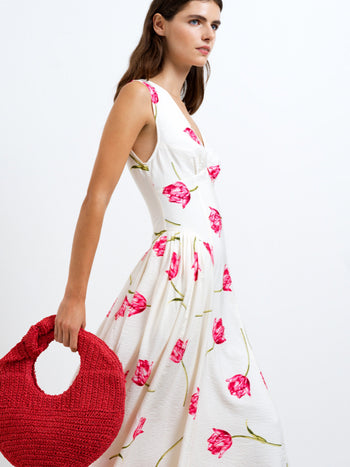 Cressida Faron Floral Drape Midi Dress