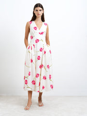 Cressida V Neck Drape Floral Midi Dress