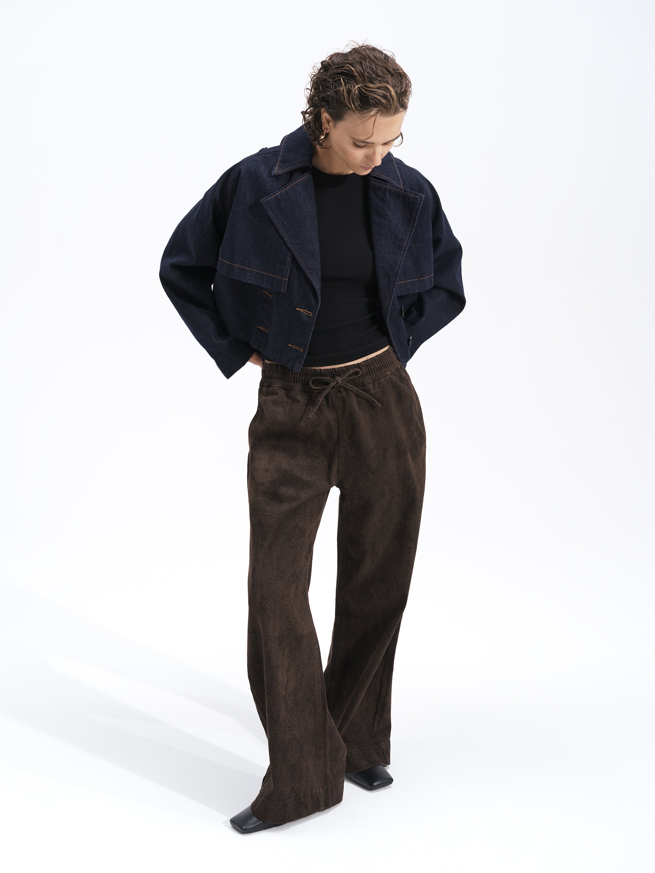 Aussie Denim Cropped Trench Coat