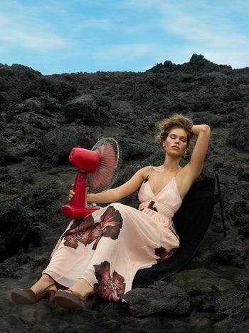 Elyse Hallie Crinkle V Neck Maxi Dress