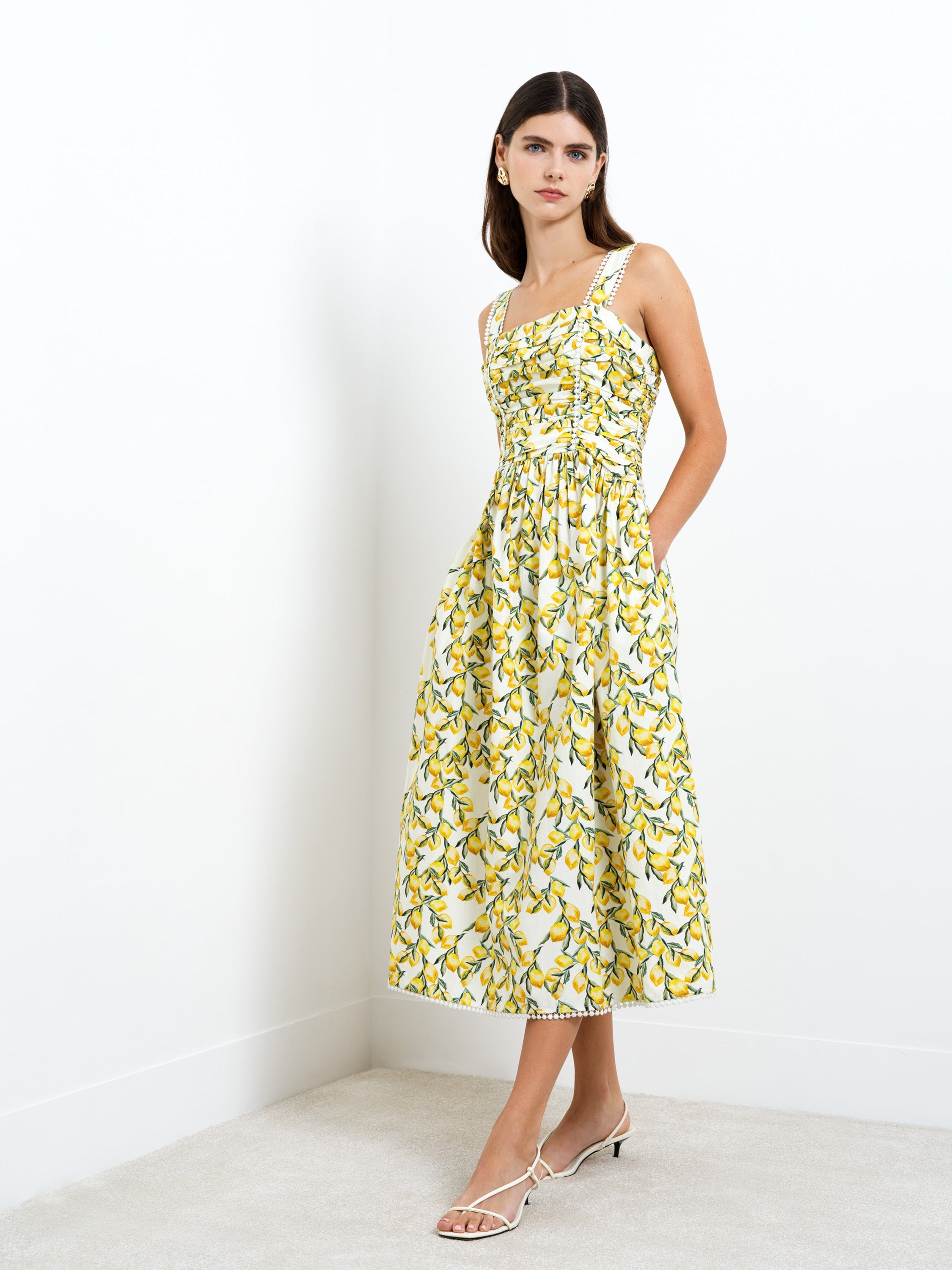 Citrus Barletta Ruched Midi Dress