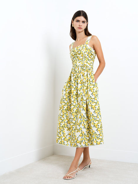Citrus Barletta Ruched Midi Dress