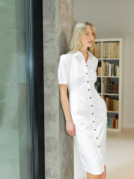 Chambray Denim Button Through Shirt Dress