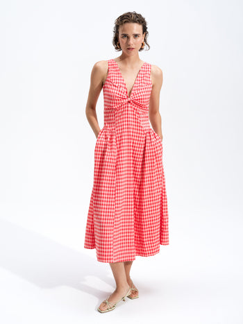 Sheila Voluminous Gingham Midi Dress