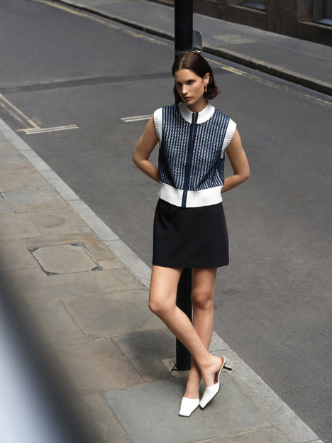 Klara Sleeveless Zip Up Knit Jumper