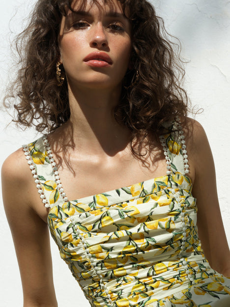 Citrus Barletta Ruched Midi Dress