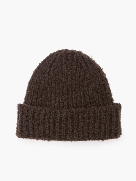 Chocolate Boucle Beanie Hat