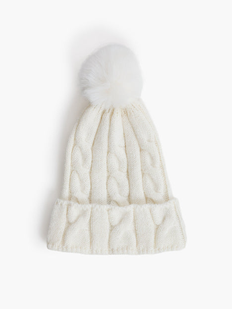 Cable Knit Pom Beanie Hat