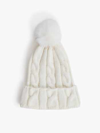 Cable Knit Pom Beanie Hat