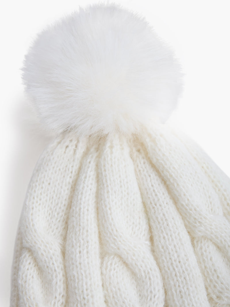 Cable Knit Pom Beanie Hat