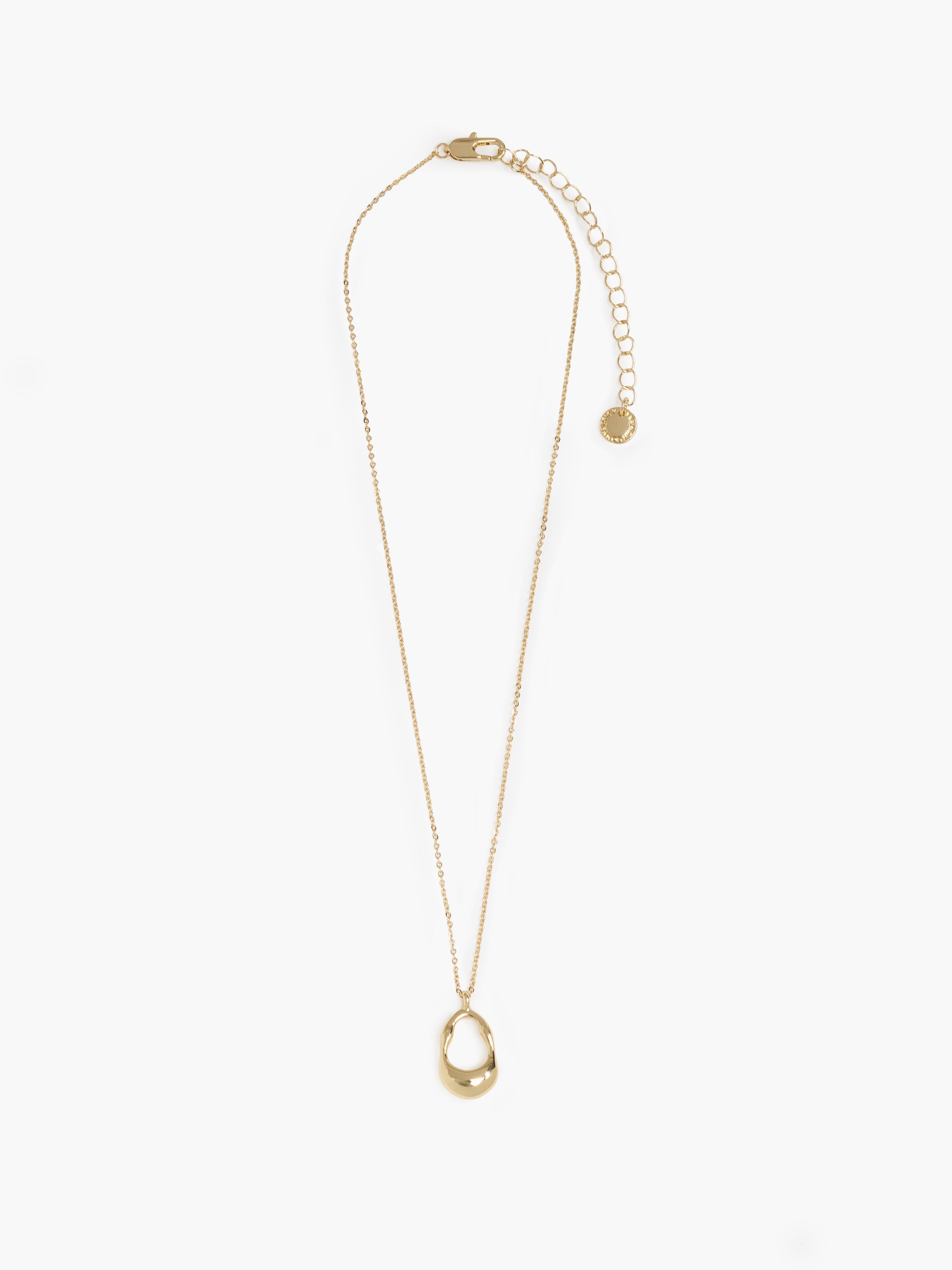 Molten Gold Oval Pendant Necklace