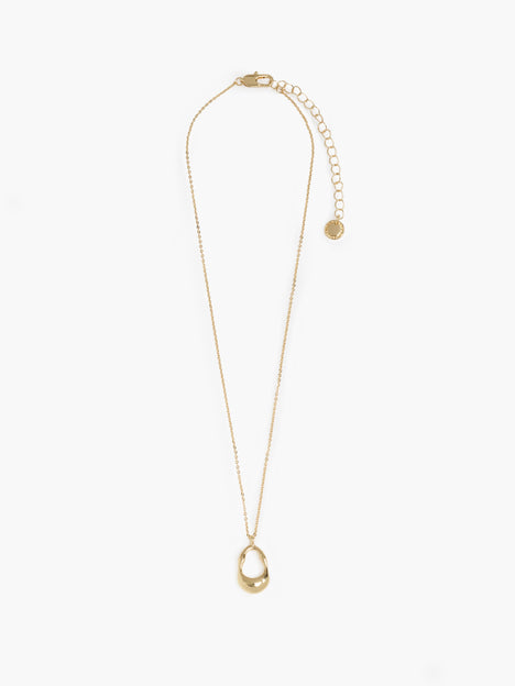 Molten Gold Oval Pendant Necklace